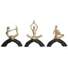 Figura Decorativa 28 x 7 x 35 cm 28 x 8 x 36 cm Preto Dourado Yoga (3 Unidades)