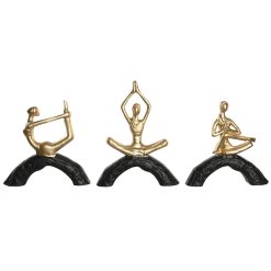 Figura Decorativa 28 x 7 x 35 cm 28 x 8 x 36 cm Preto Dourado Yoga (3 Unidades)