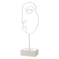 Figura Decorativa Branco Prateado Cerâmica Ferro 15