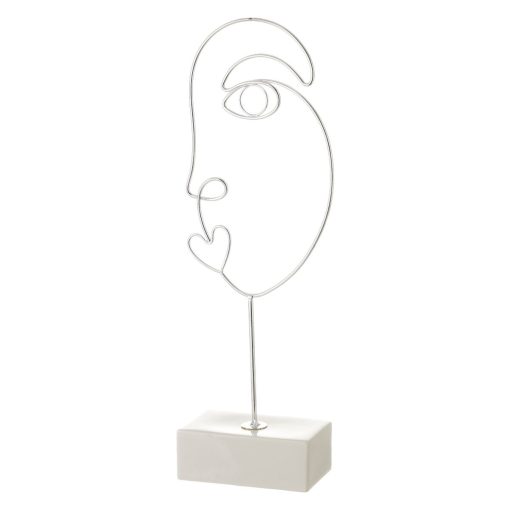 Figura Decorativa Branco Prateado Cerâmica Ferro 15