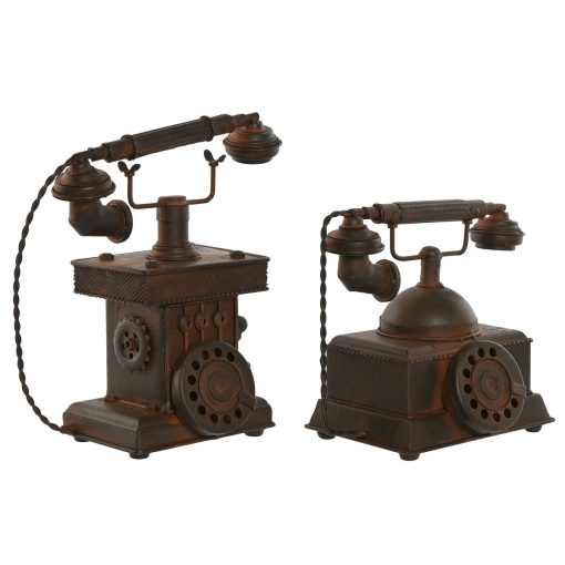 Figura Decorativa Bronze Vintage Telefone 21 x 12 x 18 cm (2 Unidades)