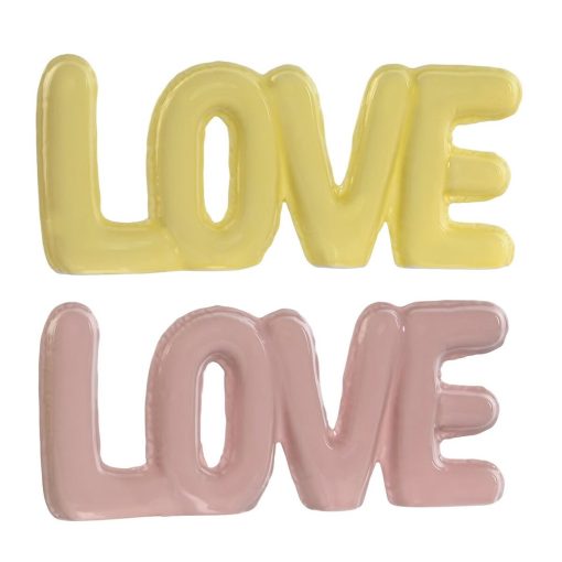 Figura Decorativa LOVE Amarelo Cor de Rosa Infantil 24 X 2