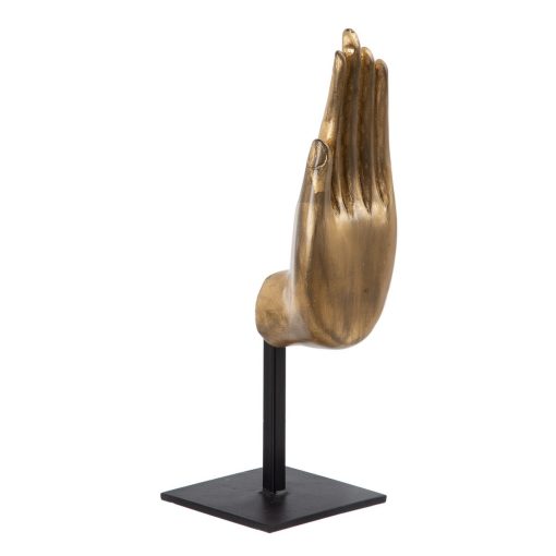 Figura Decorativa Preto Dourado Madeira 10 x 12 x 30 cm