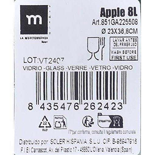 Garrafa Decorativa La Mediterránea Apple Vidro Ø 23 x 36,8 cm (2 Unidades) - Image 4