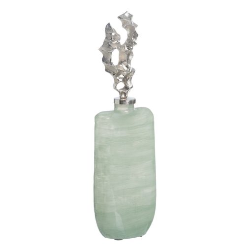 Garrafa Verde Prateado Alumínio Cristal 16 x 9 x 54 cm Decorativa - Image 3
