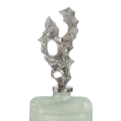 Garrafa Verde Prateado Alumínio Cristal 16 x 9 x 54 cm Decorativa - Image 4