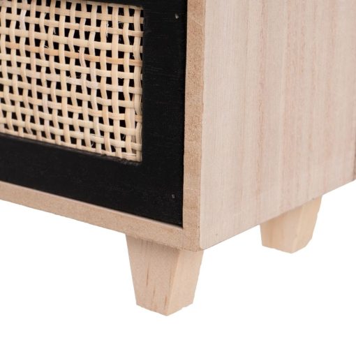 Guarda-Joias HEARTS Branco Preto Natural Cana Plástico Madeira MDF 17 x 11 x 32 cm - Image 4