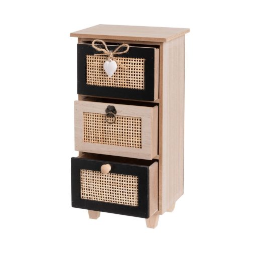 Guarda-Joias HEARTS Branco Preto Natural Cana Plástico Madeira MDF 17 x 11 x 32 cm - Image 5