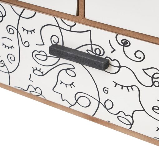 Guarda-Joias ONE LINE Branco Preto Natural Madeira MDF 36 x 11 x 23 cm - Image 2