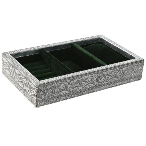 Guarda-Joias Verde Prateado Madeira Alumínio 25 x 15 x 5 cm