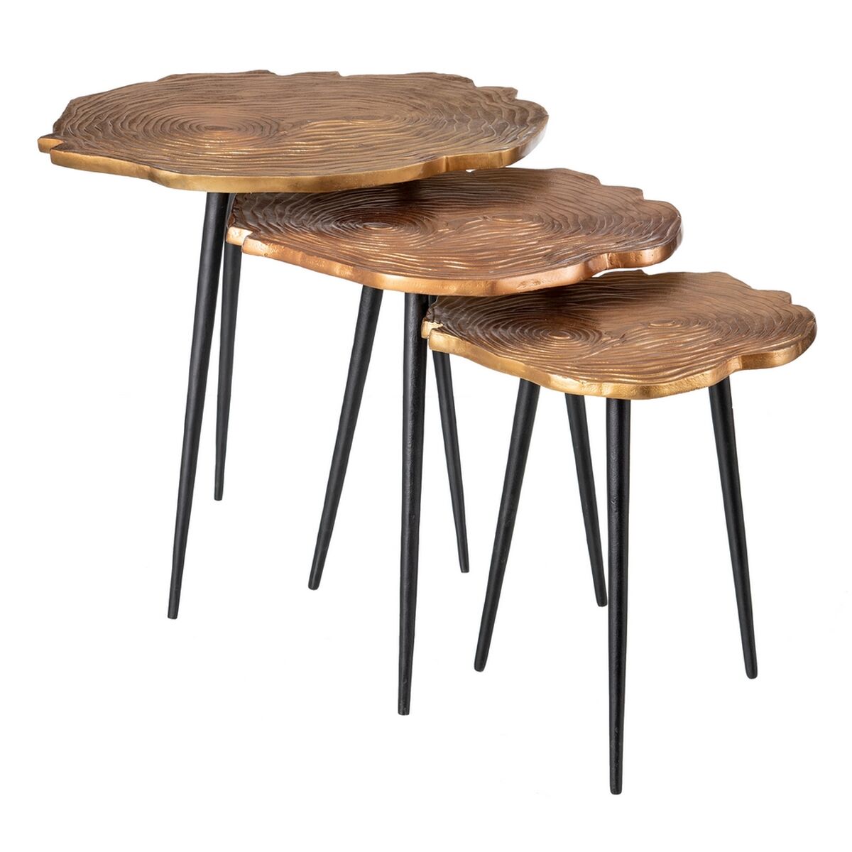 Jogo de 3 mesas Preto Cobre 60 x 60 x 56 cm (3 Unidades)