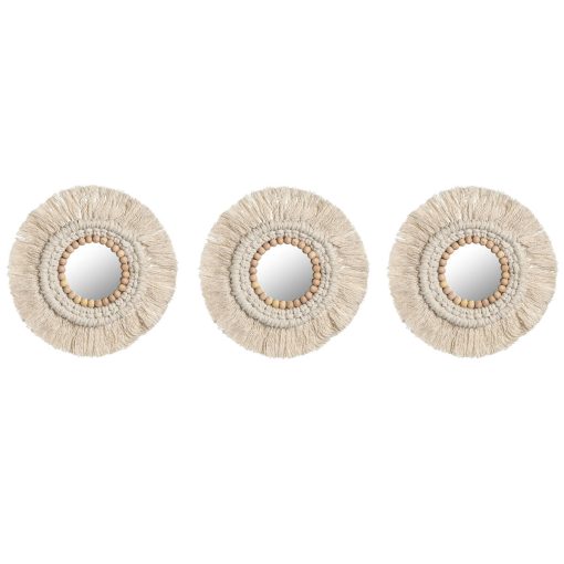 Jogo de Espelhos Branco Boho 20 x 1 x 20 cm (3 Peças)