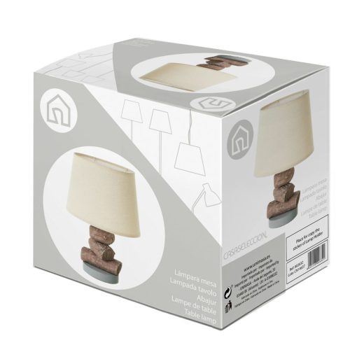 Lâmpada de mesa Branco Castanho Bege 40 W 220-240 V 26 x 19 x 35 cm - Image 5