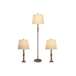 Luminária de chão Castanho Creme 50 W 220 V 38 x 38 x 150 cm (3 Peças)