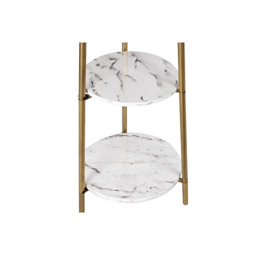 Luminária de chão Dourado Metal Poliéster Branco 50 W Madeira MDF (41 x 41 x 156 cm) - Image 2