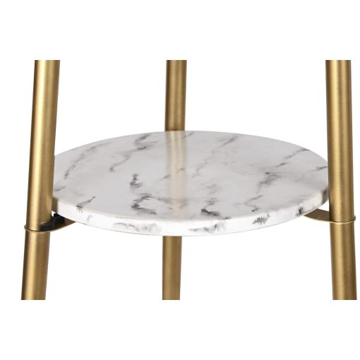 Luminária de chão Dourado Metal Poliéster Branco 50 W Madeira MDF (41 x 41 x 156 cm) - Image 3