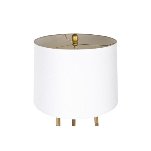 Luminária de chão Dourado Metal Poliéster Branco 50 W Madeira MDF (41 x 41 x 156 cm) - Image 4