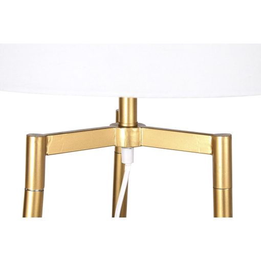 Luminária de chão Dourado Metal Poliéster Branco 50 W Madeira MDF (41 x 41 x 156 cm) - Image 5