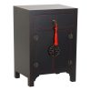 Mesa de Cabeceira Abeto Vermelho Preto Madeira MDF 45 x 34 x 66 cm