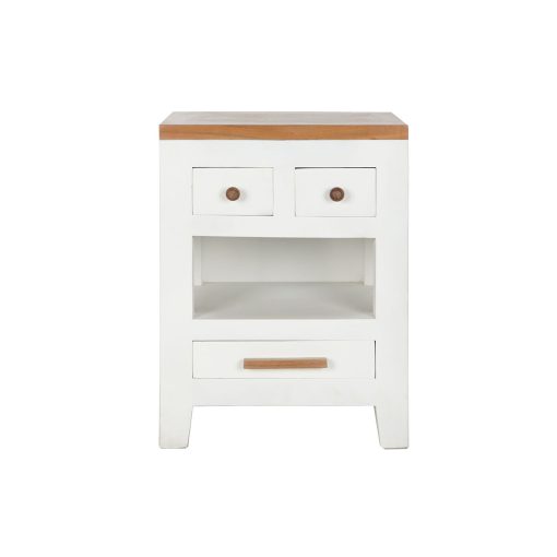 Mesa de Cabeceira Branco Castanho Acácia Madeira de mangueira 45 x 40 x 60 cm - Image 5