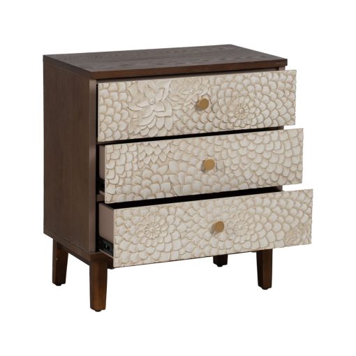 Mesa de Cabeceira MANACOR Branco Castanho - Image 3