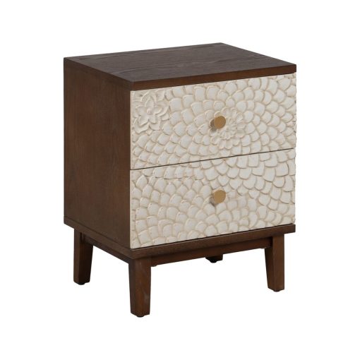 Mesa de Cabeceira MANACOR Branco Castanho - Image 3