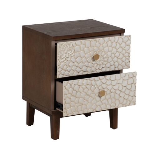 Mesa de Cabeceira MANACOR Branco Castanho - Image 4