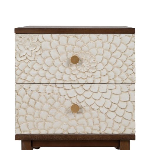 Mesa de Cabeceira MANACOR Branco Castanho - Image 6