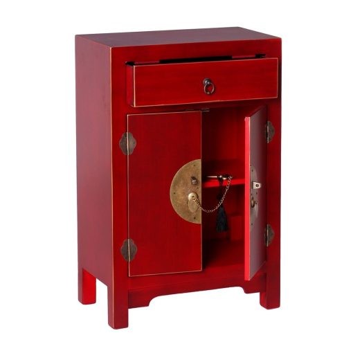Mesa de Cabeceira ORIENTE Vermelho Ferro Madeira MDF 45 x 26 x 69 cm