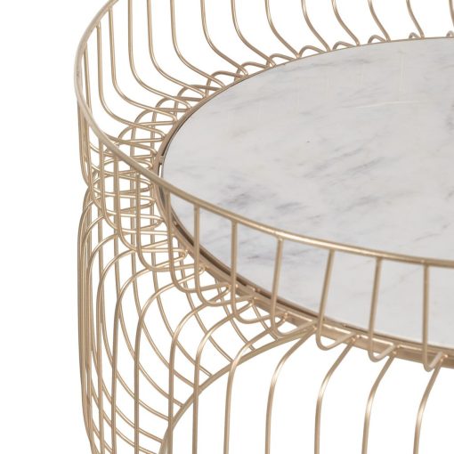 Mesa de Centro Branco Dourado 72 x 72 x 40 cm - Image 3