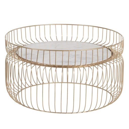 Mesa de Centro Branco Dourado 72 x 72 x 40 cm