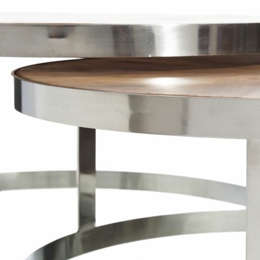 Mesa de Centro Prateado Natural 100 x 100 x 45 cm (2 Unidades) - Image 2