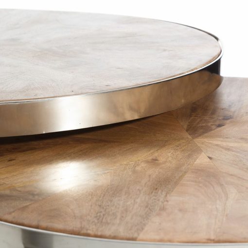 Mesa de Centro Prateado Natural 100 x 100 x 45 cm (2 Unidades) - Image 3