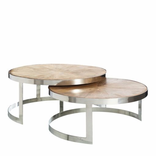 Mesa de Centro Prateado Natural 100 x 100 x 45 cm (2 Unidades)