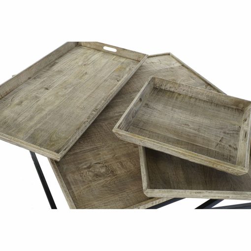 Mesa de Centro Preto Natural Madeira Metal 120 x 120 x 55 cm - Image 2