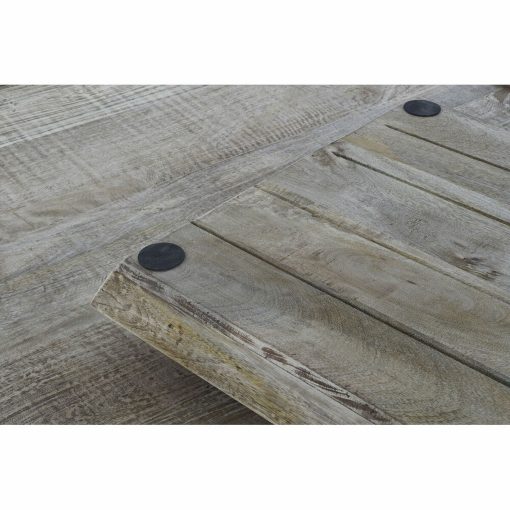 Mesa de Centro Preto Natural Madeira Metal 120 x 120 x 55 cm - Image 5