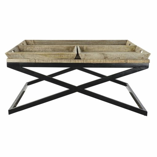 Mesa de Centro Preto Natural Madeira Metal 120 x 120 x 55 cm - Image 6