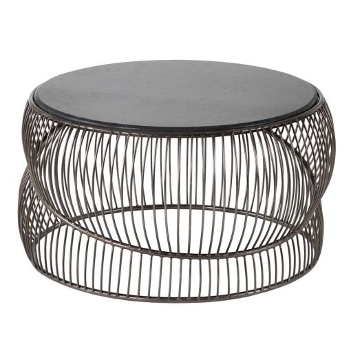 Mesa de Centro Preto Prateado 90 x 90 x 48 cm