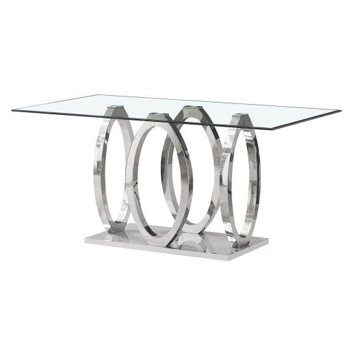 Mesa de Jantar Aço Vidro temperado 160 x 90 x 76 cm