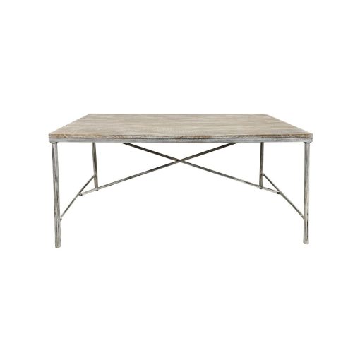Mesa de Jantar Branco Ferro Madeira de mangueira 160 X 90 X 80 cm