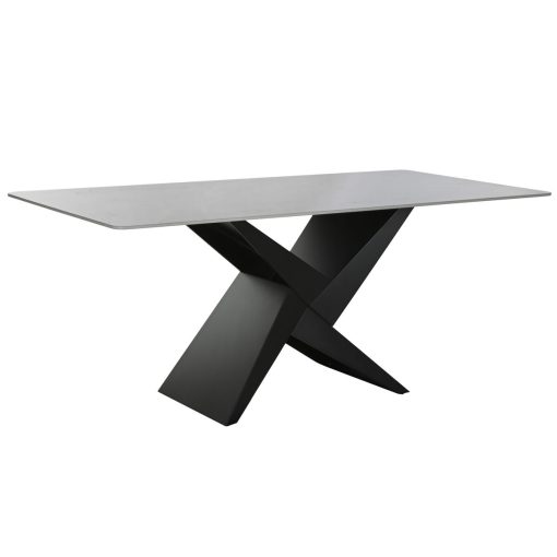 Mesa de Jantar Preto Metal Cerâmica 180 x 90 x 75 cm