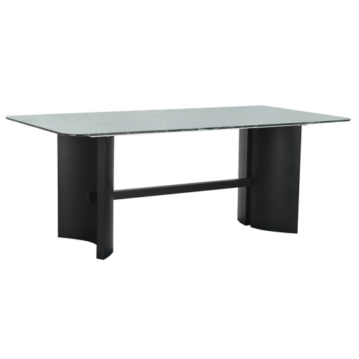 Mesa de Jantar Preto Verde Metal Vidro temperado 200 x 100 x 76 cm