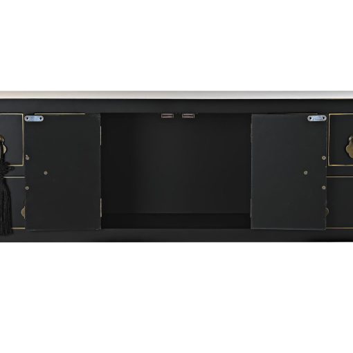Mesa de apoio 95 x 26 x 79 cm Abeto Preto Dourado Metal Branco Madeira MDF - Image 2