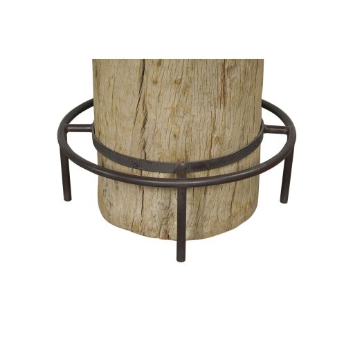 Mesa de apoio Branco Natural Mármore Teca 90 x 90 x 114 cm - Image 2
