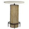 Mesa de apoio Branco Natural Mármore Teca 90 x 90 x 114 cm