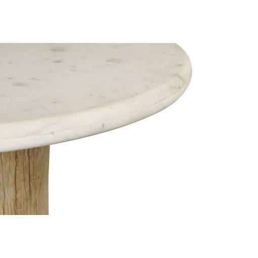 Mesa de apoio Branco Natural Mármore Teca 90 x 90 x 114 cm - Image 3