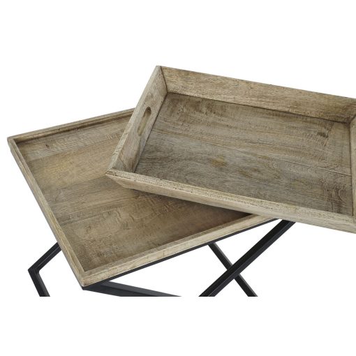 Mesa de apoio Preto Natural Metal Madeira de mangueira 55 x 45 x 53 cm - Image 2