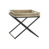 Mesa de apoio Preto Natural Metal Madeira de mangueira 55 x 45 x 53 cm
