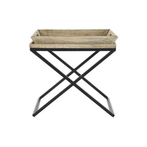 Mesa de apoio Preto Natural Metal Madeira de mangueira 55 x 45 x 53 cm - Image 3