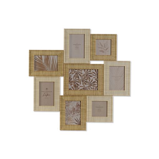 Moldura de Fotos Bege Natural Cristal poliestireno Escandinavo 60 X 2 X 59 cm